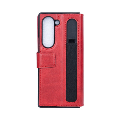 Étui portefeuille Rixus avec porte-stylo pour Samsung Galaxy Z Fold5 rouge
