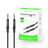 Câble audio tressé Rixus RXMU35 AUX 3,5 mm vers AUX 3,5 mm, 1,2 m, noir