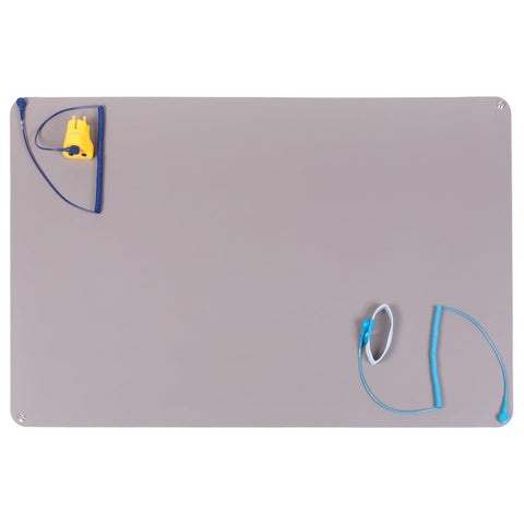 Tapis de table en caoutchouc ESD haut de gamme, kit de démarrage 900 mm x 610 mm, gris