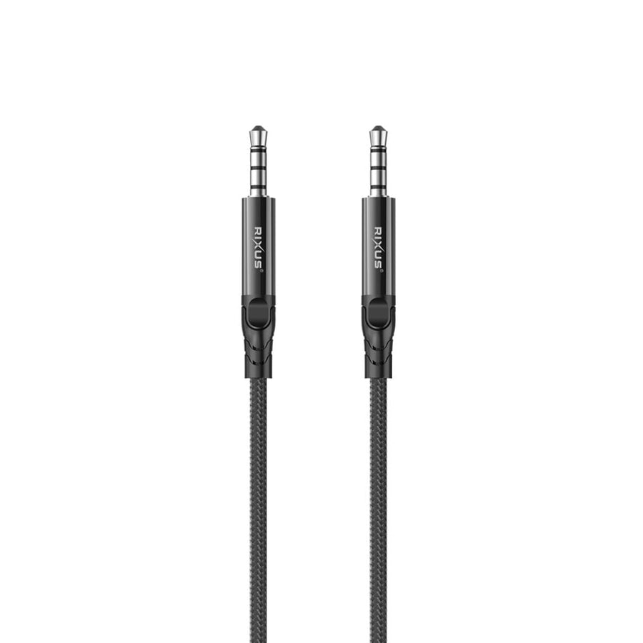 Câble audio tressé Rixus RXMU35 AUX 3,5 mm vers AUX 3,5 mm, 1,2 m, noir