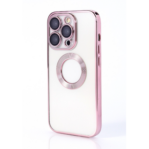 Étui en TPU brillant pour iPhone 14 Pro - Rose transparent