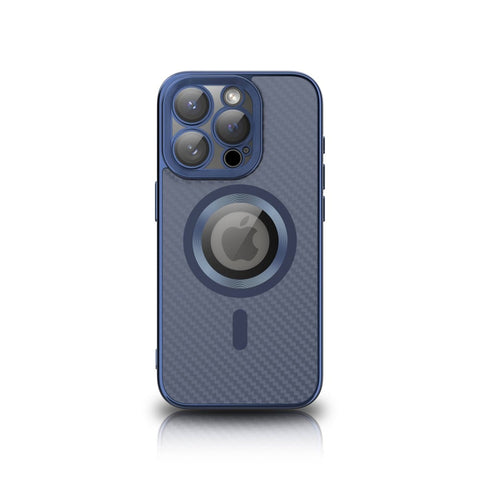 Étui en TPU brillant NY Carbon pour iPhone 15 Pro - Bleu foncé