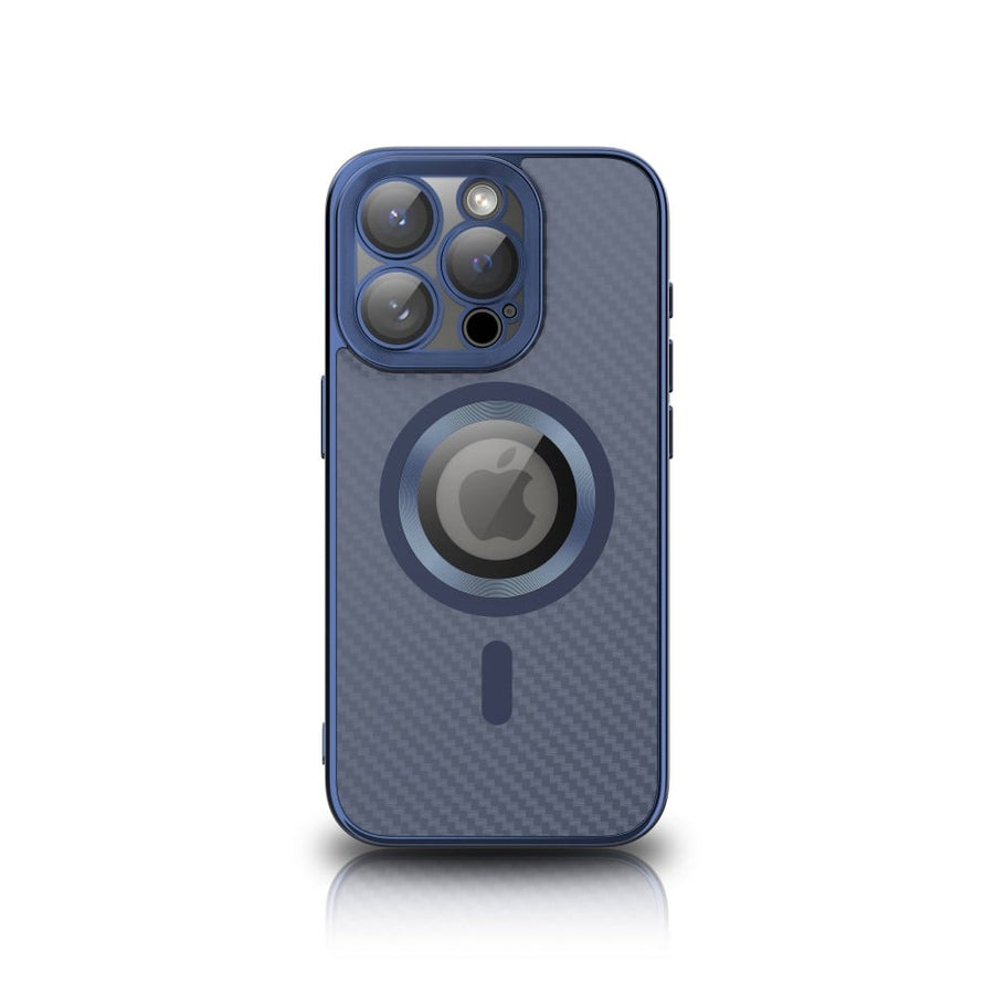 Étui en TPU brillant NY Carbon pour iPhone 15 Pro - Bleu foncé