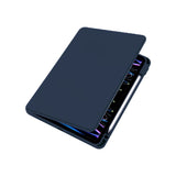 Étui de protection en cuir PU pour iPad Pro 11 (2024) bleu foncé