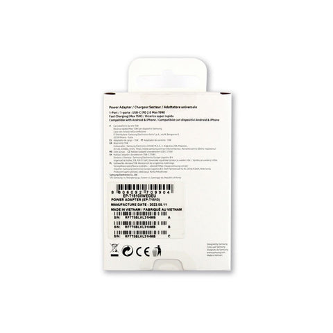 Chargeur rapide Samsung USB-C 15 W avec câble 1m - Blanc - Original