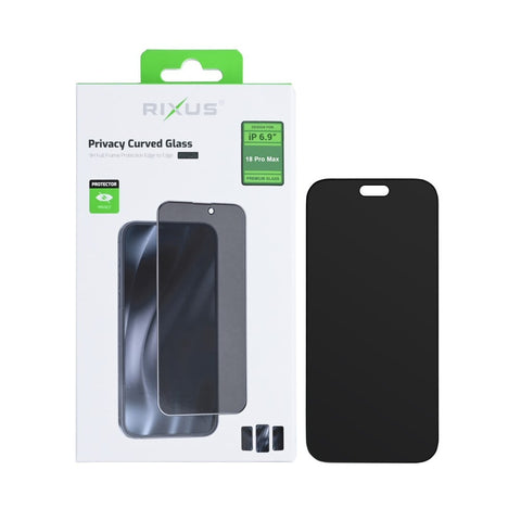 Verre Trempé Confidentialité Rixus Bords Incurvés Pour Apple iPhone 18 Pro Max