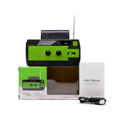 Radio AM/FM portable d'urgence à manivelle solaire 4000 mAh