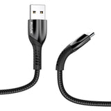 Câble de recharge Rixus RXUC38AC USB-A vers USB-C tressé en nylon 2 m noir