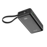 Batterie externe Rixus RXPB01B 10 000 mAh avec câble intégré et dragonne, noir
