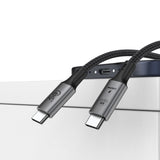 Câble Rixus RXUC02 USB-C 4.0 vers USB-C, 1,8 m, 240 W, gris