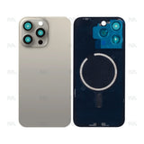 Vitre Arrière sans NFC, cadre d'appareil photo agrandi en titane naturel compatible pour Apple iPhone 15 Pro Max