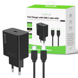 Chargeur Rapide avec Câble USB-C 45W Rixus RXHC06B - Noir