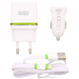 Adaptateur secteur 3 en 1 Durata Chargeur de voiture Câble de données USB DRA3002