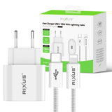 Chargeur rapide Rixus RXHC20L Câble USB-C vers Lightning 1,8 m 20 W Blanc