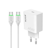 Chargeur Rapide avec Câble USB-C 45W Rixus RXHC06A - Blanc
