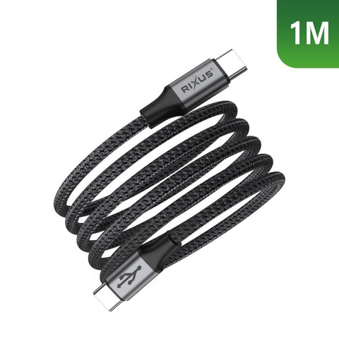 Câble de recharge magnétique Rixus RXUC66C USB-C vers USB-C 100 cm 60 W Noir