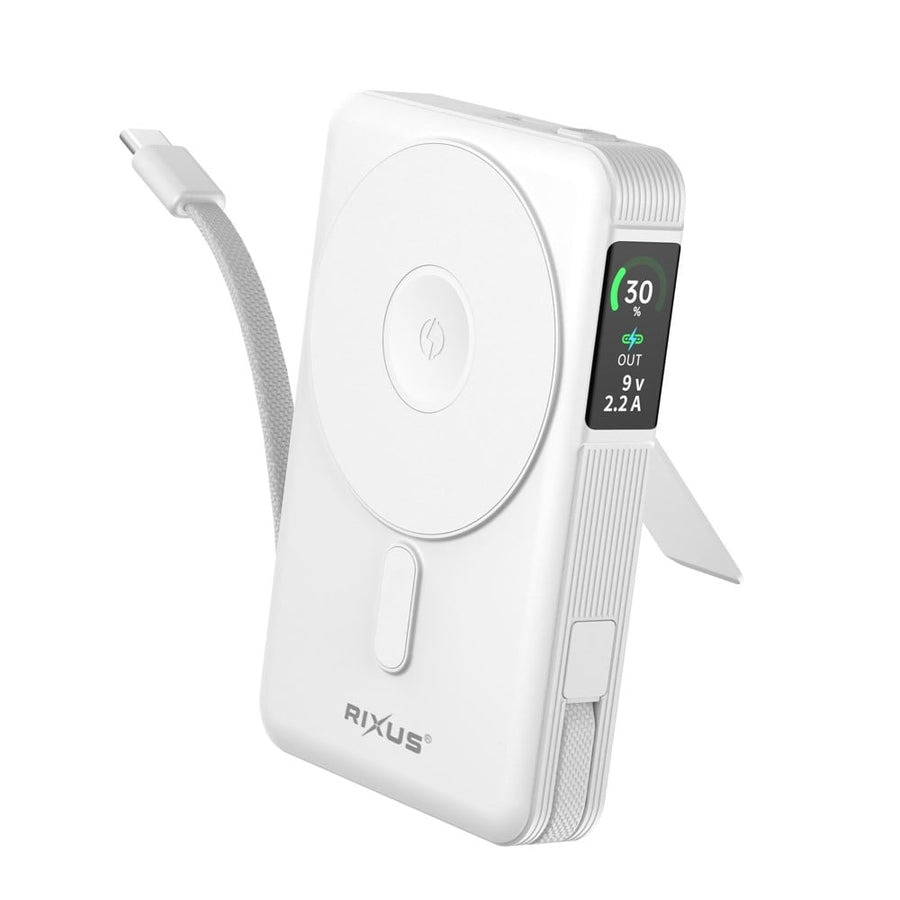 Batterie Externe 10000mAh 35W Rixus RXPB77B Compatible MagSafe - Blanc