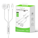 Câble de Charge 3-en-1 60W 1.2m pour Smartphone et Montre Rixus RXUC33 - Blanc
