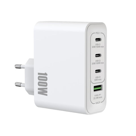 Adaptateur secteur Rixus RXHC100 GaN 100 W blanc