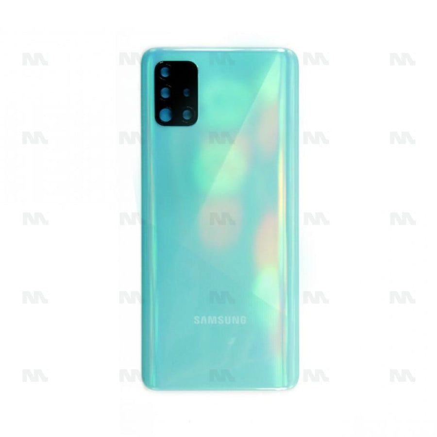 Vitre arrière pour Samsung Galaxy A51 A515F avec prisme pour objectif, couleur bleu écrasé, OEM