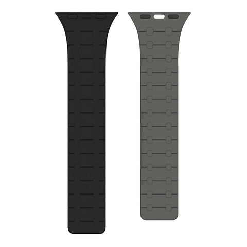 Bracelet magnétique en silicone Rixus pour Apple Watch 42 mm, 44 mm, 45 mm, 49 mm, noir et gris