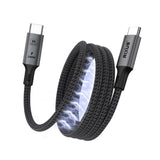 Câble magnétique Rixus RXUC03 USB-C 4.0 vers USB-C facile à enrouler, 1,5 m, 100 W, gris sidéral