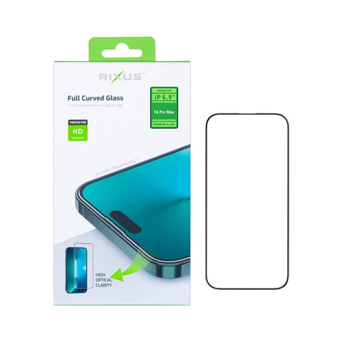Verre trempé incurvé Rixus Clear HD pour Apple iPhone 16 Pro Max