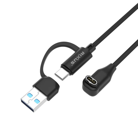 Câble de recharge Rixus RXGM02 pour montre connectée Garmin, 100 cm, noir