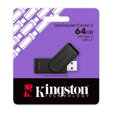 Clé USB 3.2 USB-A 64Go Kingston DataTraveler Exodia S - Noir