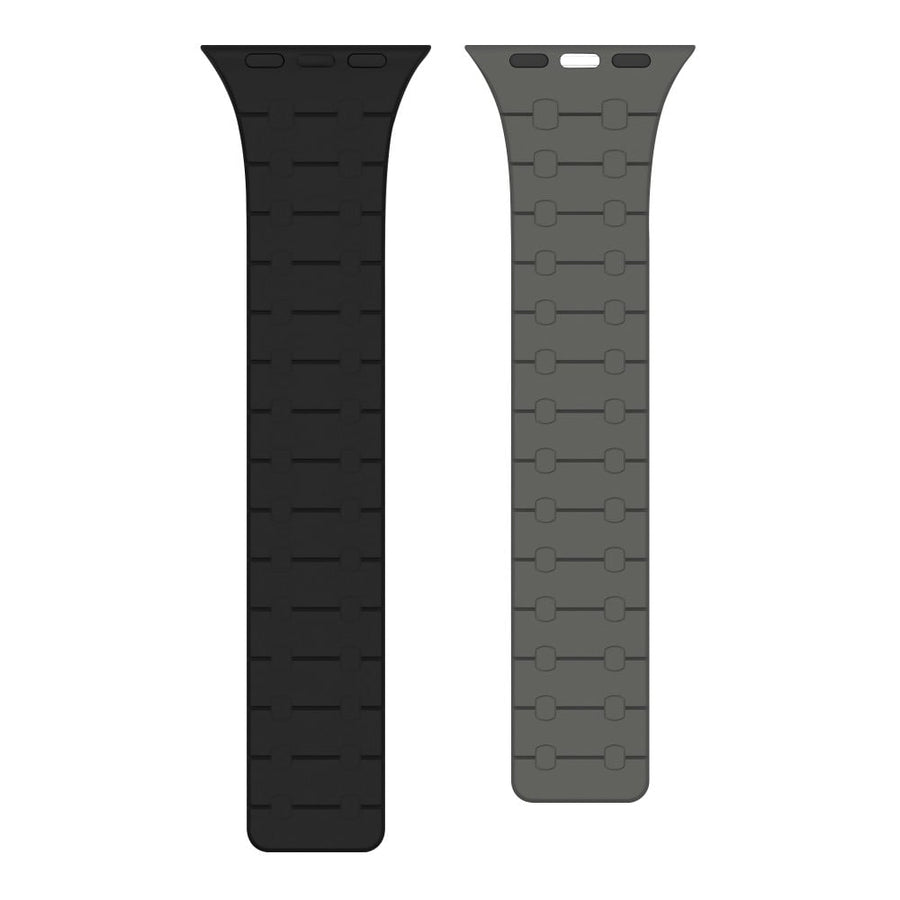 Bracelet magnétique en silicone Rixus pour Apple Watch 38 mm, 40 mm, 41 mm, noir et gris