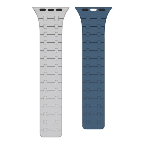 Bracelet magnétique en silicone Rixus pour Apple Watch 38 mm, 40 mm, 41 mm, gris nuage et bleu
