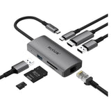 Adaptateur USB-C vers Ethernet Rixus RXHU08 avec station d'accueil, gris