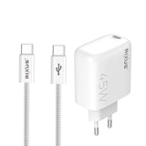 Chargeur Rapide 45W avec Câble USB-C 1.8m Rixus RXHC45C - Blanc