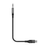 Câble audio tressé Rixus RXMU35C 3,5 mm AUX vers USB-C, 1,2 m, noir