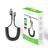 Câble rétractable à ressort Rixus RXUC17AL USB-A vers Lightning noir