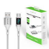 Câble USB-A vers USB-C tressé Rixus RXUC29AC avec écran LED blanc