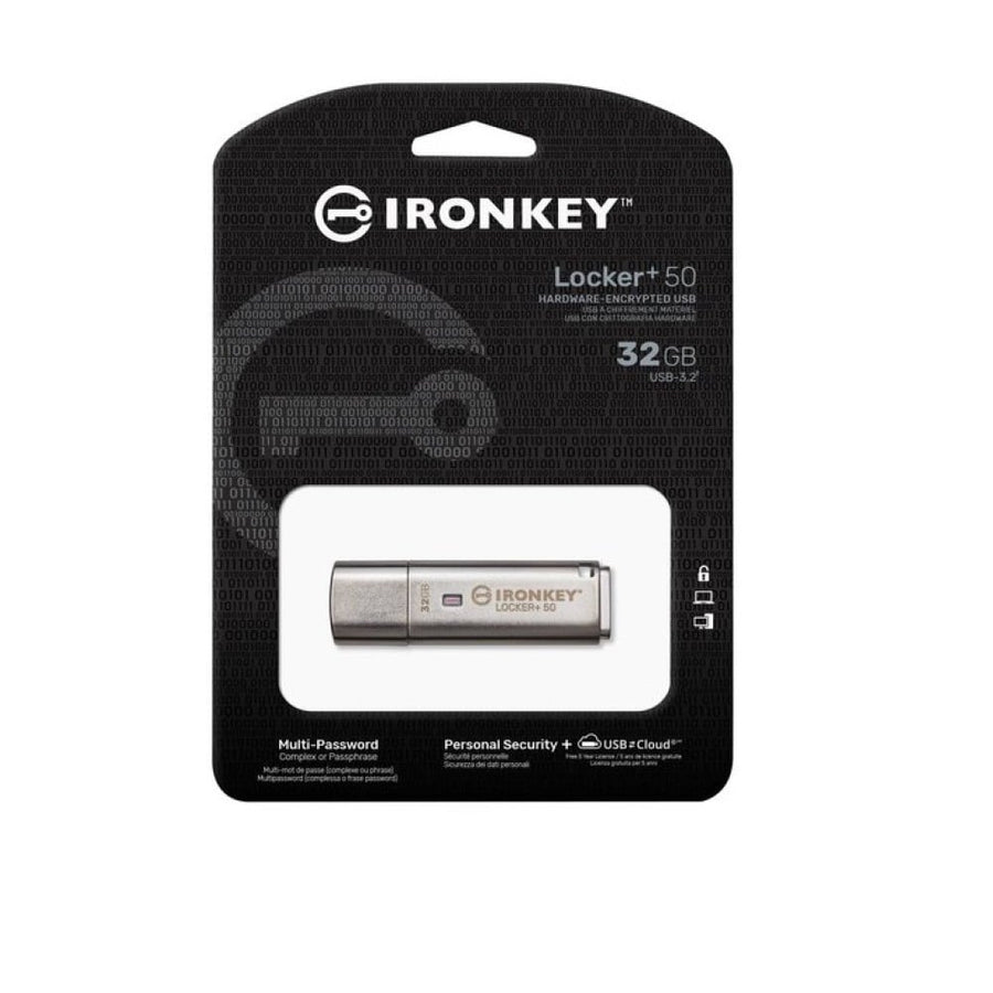 Clé USB cryptée 32 Go Kingston IronKey Locker Plus 50 AES vers Cloud - IKLP50/32 Go