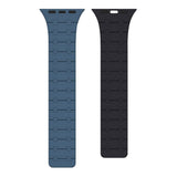 Bracelet magnétique en silicone Rixus pour Apple Watch 38 mm, 40 mm, 41 mm Bleu et Midnight