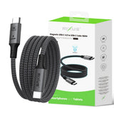 Câble magnétique Rixus RXUC03 USB-C 4.0 vers USB-C facile à enrouler, 1,5 m, 100 W, gris sidéral