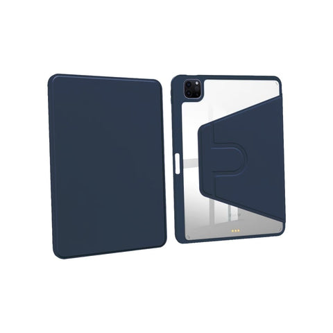 Étui de protection en cuir PU pour iPad Pro 11 (2024) bleu foncé