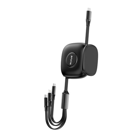 Chargeur rapide USB-C de bureau rétractable 3 en 1 Rixus RXUC61, 1,7 m, 100 W, noir