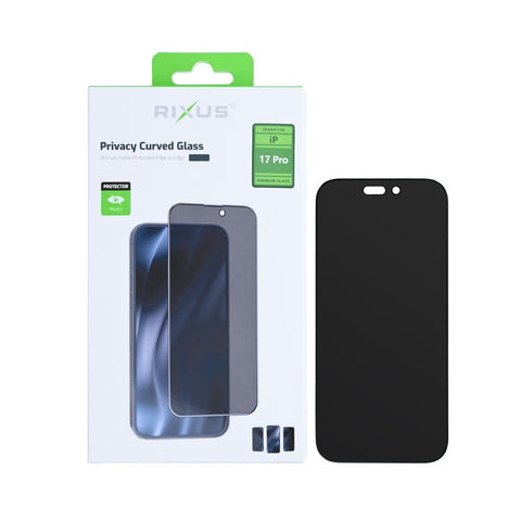 Verre trempé Rixus Privacy Full Curved Edge pour Apple iPhone 17 Pro