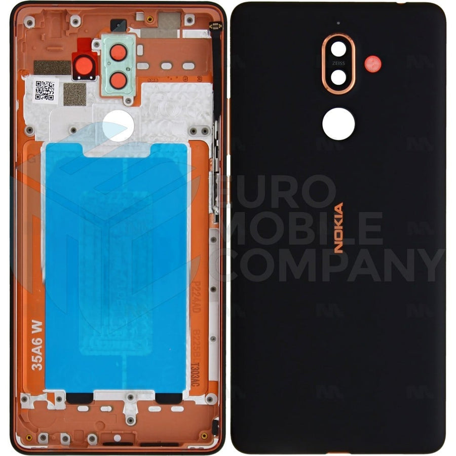 Vitre arrière pour Nokia 7 Plus avec objectif noir cuivré OEM