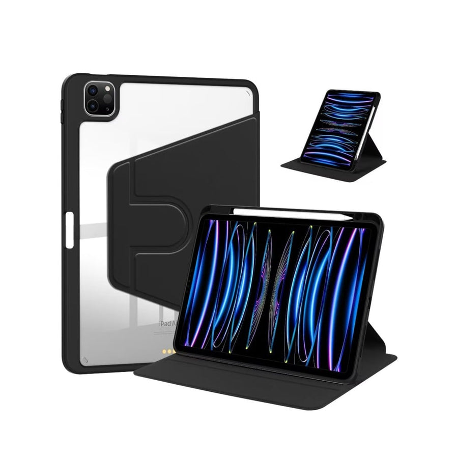 Étui de protection en cuir PU noir pour iPad 10,2 et 10,5