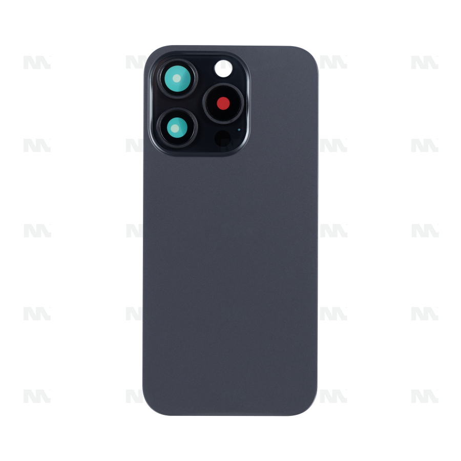 Vitre Arrière sans NFC, cadre d'appareil photo agrandi pour Apple iPhone 15 Pro - Noir Titane - Compatible