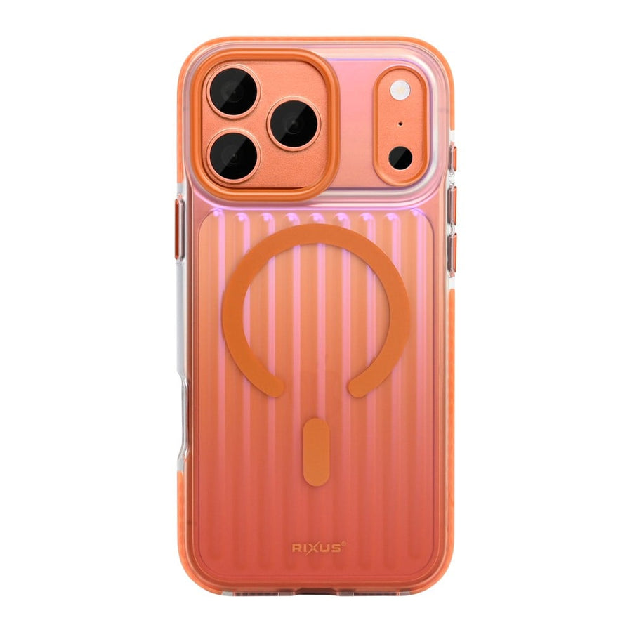 Coque Rixus Aero Ribbed Shield Compatible MagSafe pour Apple iPhone 17 Pro, 18 Pro - Orange
