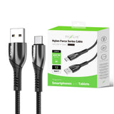 Câble de recharge Rixus RXUC37AC USB-A vers USB-C en nylon tressé, 30 cm, noir
