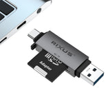 Lecteur de carte SD/TF USB-C 4 en 1 USB 3.0 Rixus RXCR02 – Gris sidéral
