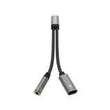 Rixus RXMU72 Répartiteur USB-C vers USB-C et 3,5 mm Aux 15 cm Gris sidéral