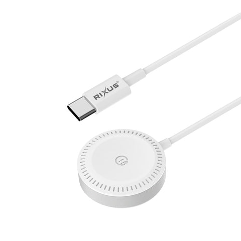 Chargeur USB-C Rixus RXWC05 pour Apple Watch et Samsung Galaxy Watch, 1,2 m, blanc